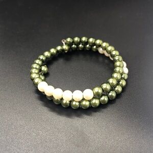 Handcrafted Faux Pearl Coil Strand Wrap Bracelet